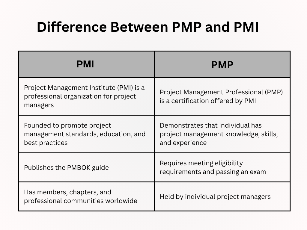 Difference Between PMP and PMI